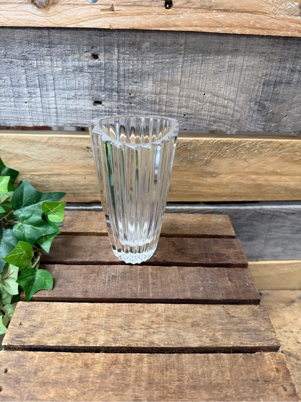 Clear Ribbed Glass Decorative Bud Vase - Classic Clear